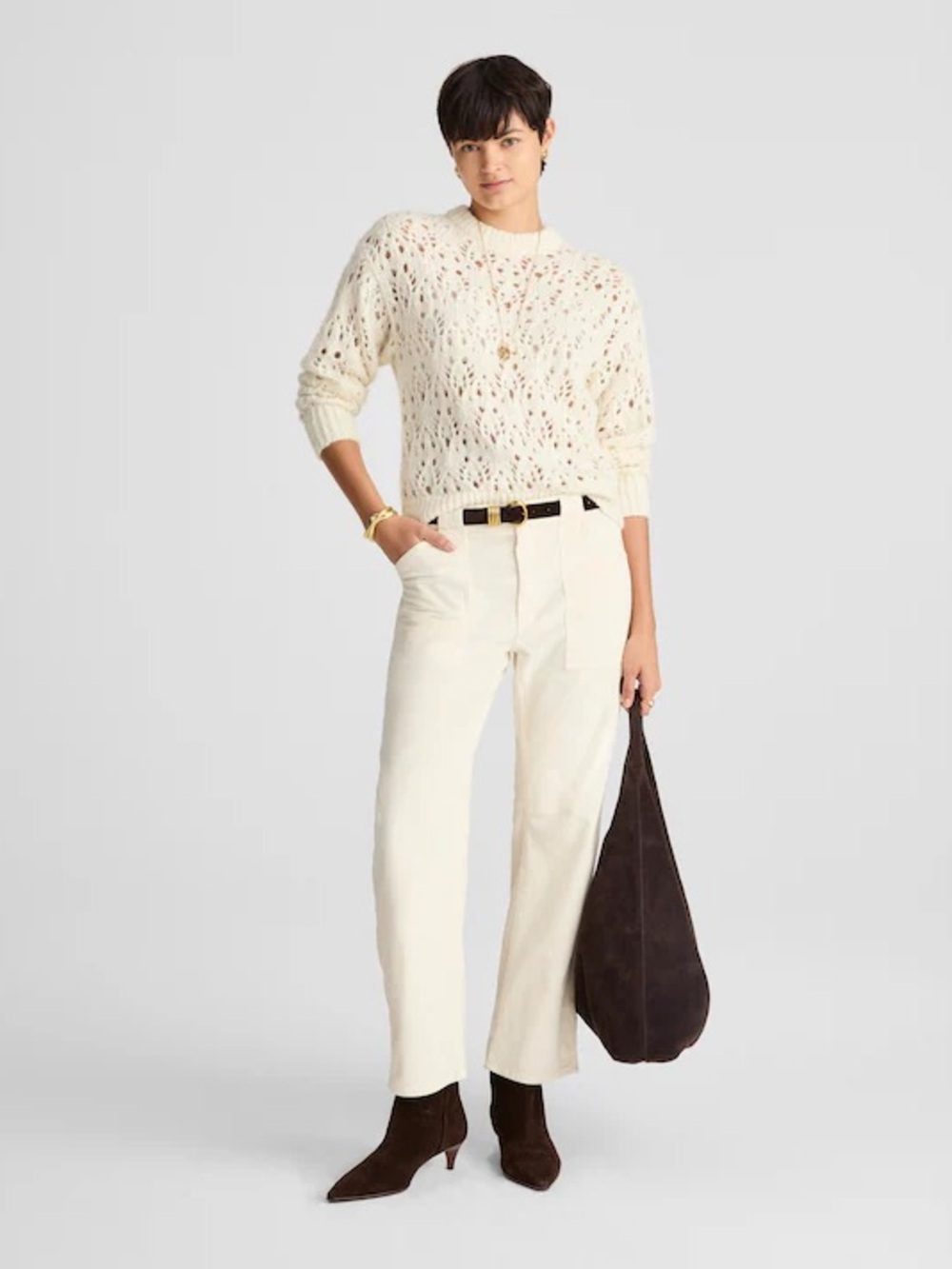 Madewell Pointelle-Stitch Drop-Shoulder Sweater - Picture 6 of 7